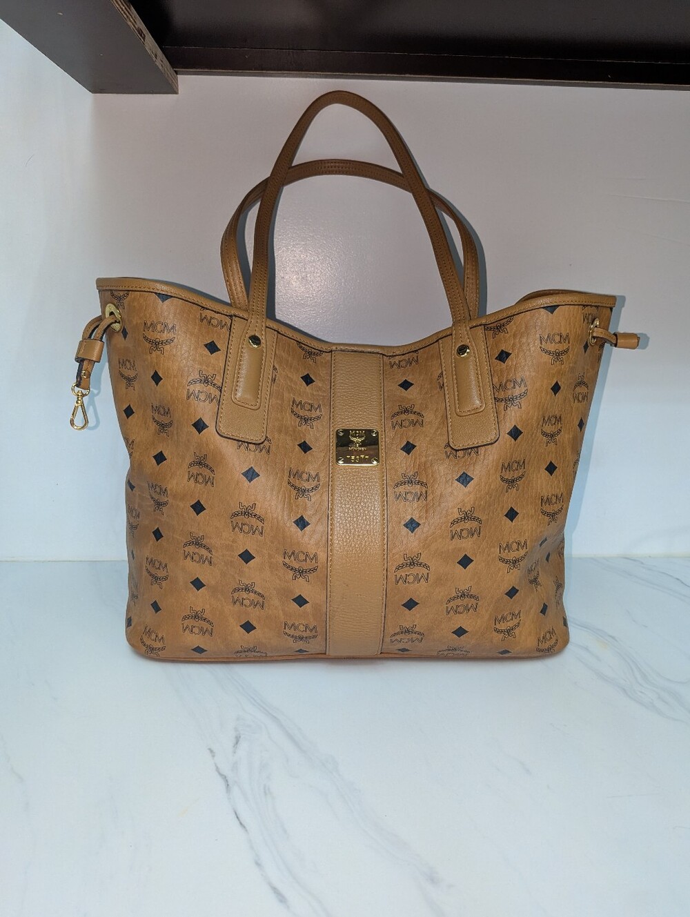 AUTHENTIC $830 MCM Liz Medium Reversible Tote Cognac *PRISTINE/No Pouch